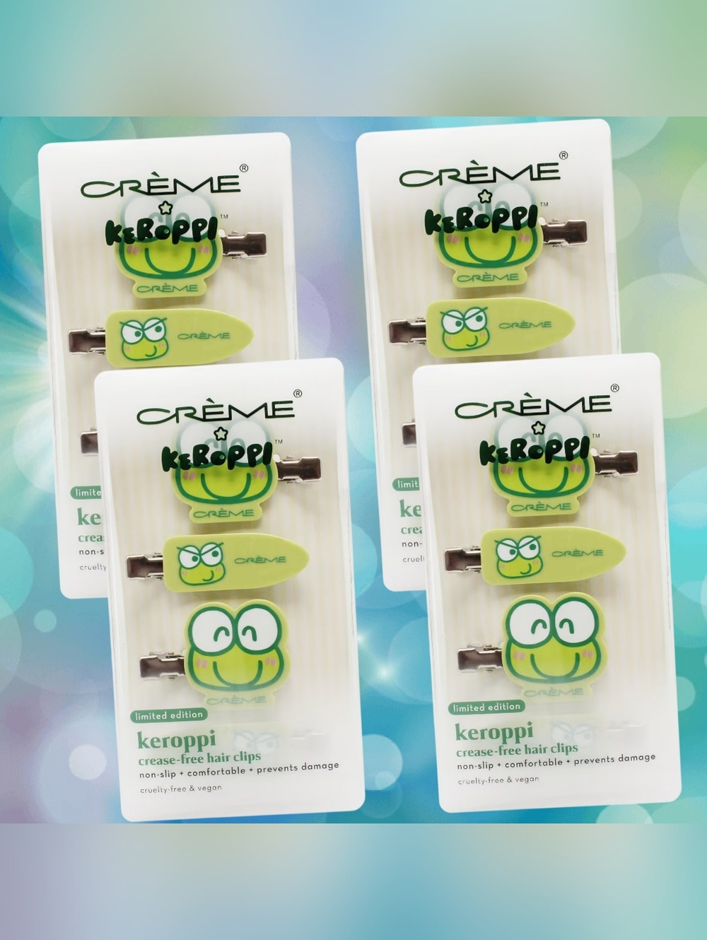 Limited Edition 16 Pc The Crème Shop x Keroppi Crease-Free Hair Clips Bundle